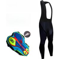 AliExpress NONE All Black Cycling Bib Trousers Winter Thermal Fleece Mountain Bike Keep Warm Long Pants Breathable Bicycle Tights 19D Gel Pad