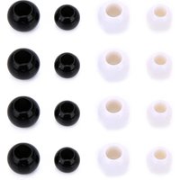 6/8/10/12/14/16mm Acrylic Beads Black White Solid Color Large Hole Loose Round Beads for DIY Bracelet Necklace Jewelry Making