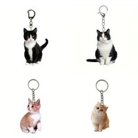 1pc, Black and White Cat Keychain, 2D Acrylic Cat Pendant,Double-Sided Design, Animal Key Ring Charm for Backpacks & Gifts