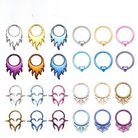 ASTM F136 Titanium Heart Clicker Septum Piercing 16G Hinge Daith Helix Flame Spider Web Earring 2024 New Anodized Wholesale