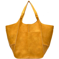 Oversized Tote Bag Solid Color Large Capacity Shoulder Bag Leather Vintage Foldable Tote Vacation Handbag