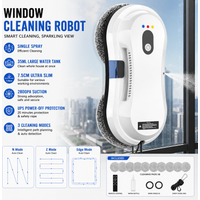 Ultraflacher Fensterreinigungsroboter, 2800Pa Automatischer Glasreiniger mit automatischer Wassersprühfunktion, Fernbedienung & Kantenerkennung, 80W