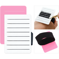 NATUHANA Acrylic Eyelash Extensions Organizer Pallet False Lash Pad Stand Palette Eyelash Adhesive Glue Holder with Belt