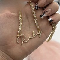 Haiyufly Custom Zircon Name Necklace for Women Personalized Bling Stone Iced Out Chain Stainless Steel Jewelry Birthday Gift