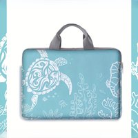 1-piece set, turtle patterned laptop bag, briefcase, suitable for 14 inch laptops, fixed laptop bag