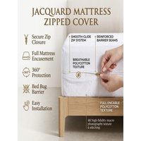 Premium Zipped 30cm Mattress Protector Full Encasement Cover Bed Bug & Dust Mite Proof Breathable Hypoallergenic Cotton Mattress Cover