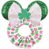 St. Patrick's Day New Disney Mouse Ears Elastic headband Girls Chic Hairband Ponytail Rope Women Festival DIY Hair Accessories
