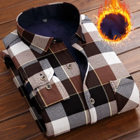 Men Fleece Shirt 2025 Autumn Winter Male Long Sleeve Plaid Shirt Thick Fleece Lined Soft Casual Flannel Warm Dress Shirt L-5XL