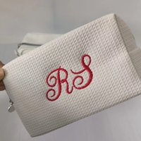 New Waffle Cosmetic Bag, Personalized Monogrammed Toiletry Bag, Embroidered Make Up Bag,Bridesmaid Makeup Bag, Wedding Gifts