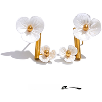 Yhpup Waterproof Fairy Flower Rotating Romantic Stud Earrings Exclusive Stainless Steel Sweet Match with Dress Chic Jewelry