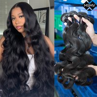 MSMV Body Wave Bundles Human Hair 1/3/4 Bundles Human Hair Natural Black Color Brazilian Virgin Weave Bundles Hair Extensions image 4