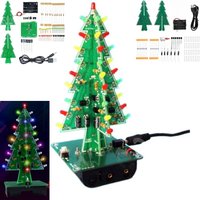 Christmas themed LED 3/7-color flashing Christmas tree DIY kit, electronic welding practice, and assembly of individual parts