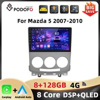 Radio samochodowe Podofo WIFI 4G do Mazdy 5 2007-2010 Carplay Android Auto Nawigacja GPS 8Core BT Mirror Link DSP 8+128G 2Din Car Stereo