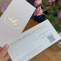 Custom3D Golden or Silver Foil Gift Vouchers With Logo for Beauty Businesses Training Academies Nails Lashes Hair Salons Aesthet