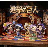 Attack on Titan Acrylic Stand Eren Yeager Levi Ackerman Chibi Anime Figure Jester Circus Desktop Decor Fans Gift Keychain