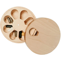 1 Pcs Wood Weekly Pill Organizer Arthritis Friendly 7-Day Pill Box Medium Compartments Holder, Daily Portable Travel Pills Case