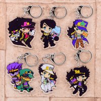 Jojo Anime Keychain Arcylic Cartoon Figures Keyrings Kids Gift Key Chain Accessories