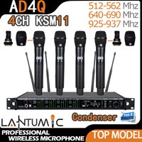 KSM11 Condenser AD4Q Microfone 4 Channel Wireless Microphone Professionl System Headset Lavalier Microfono For Stage 5/6/900Mhz