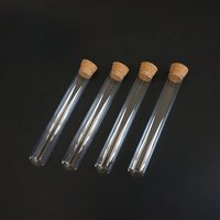 24Pcs/Pack Lab 15x100mm Clear Round Bottom Glass Test Tubes with Cork for Laboratory Experiment