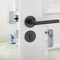 Bedroom Universal Household Solid Wood Door Handle Lock, Silent Black Indoor Split Lock