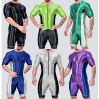 AliExpress NONE AMORESY Men Satin Glossy Oil Catsuit Swimming Running Half Sleeve Bodysuits Racing Cycling Tracksuits Overalls Fitness Jumpsuits