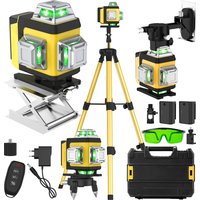 Professionelles 3D-Lasernivelliergerät 16 Linien Grüne Linie 360 Grad Horizontal und Vertikal Leistungsstarkes Grünes Lasernivelliergerät Stativ Kunststoffbox