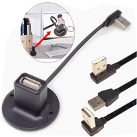 0.1M-1M Flat Vertical Desktop USB Base Extension Cable Male to Female Computer External USB Disk Hard Disk Elbow Data Connection