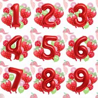 13pcs strawberry balloon aluminum foil balloon set with polka dot latex balloons for birthday party and anniversary decoration