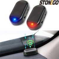 STONEGO-Alarme de sécurité de voiture à énergie solaire, lumière LED antivol, flash d'iode clignotant, fausse lumière LED, lampe clignotante