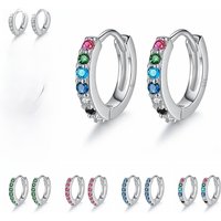 Earrings for Women Girls Simple Crystal Loop Hoop 925 Sterling Silver Stamped Jewelry Hot Sale Wedding Engagement Accessory