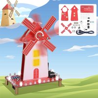 DIY Windmill Soldering Practice Kit Electronic Solder Project with LED Flashing Light Adjust Rotation Speed for Beginner STEM
