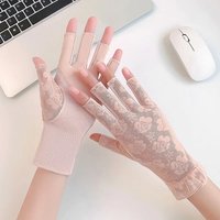 AliExpress DANJIU Women Summer Sunscreen Lace Flowers Driving Cycling Breathable Half Finger Gloves Thin Mesh Ice Silk Touch Screen Anti-Slip
