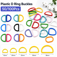 50/100Pcs Meetee 15-38mm Plastic D Ring Buckles Strap Belt Clasp Bag Purse Connector Hook Keychain DIY Sewing Craft Accessories