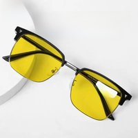 Finished Night Driving Myopia Glasses Men Womens Yellow Sunglasses Half Frame With Diopter 0.5 1.0 1.5