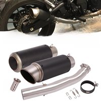 AliExpress Racing isTunt Modify Motorcycle GP Exhaust Middle Link Pipe With Muffler Escape Moto Bike Tube Slip On For Voge 500 Voge500 LX500AC LX500 AC 2021