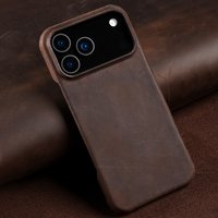 Crazy Horse Phone Case for iPhone 17 16 15 14 13 Pro Max 17Pro Air Luxury Cowhide Leather Cover Raised Lens Protection Anti-fall