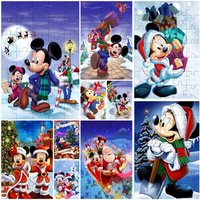 Mickey Mouse and Santa Claus Mini Puzzles for Kids Children Disney Christmas Jigsaw Puzzles Children Education Toy New Year Gift