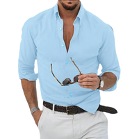 New Cotton Linen Shirts Men's Tops Causal Loose Solid Color Long Sleeves Lapel Men's Autumn Casual Wear Streetwear
