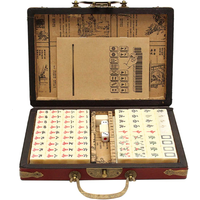 Mah-Jong Chinese Numbered Mahjong Set 144 Tiles Mah-Jong Set Portable Chinese Toy Party Gambling Game Board With Box