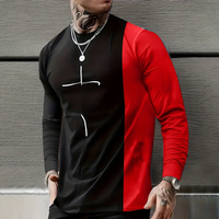 Vintage T Shirt 3D Simple Cross Print Casual Long Sleeve Men's Loose O Neck Comfortable Sweatshirt European Clothing 7Xl