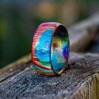 Fashion and Elegant Natural Rainbow Opal Fashion Engagement Ring Men and Women Wedding Anniversary Jewelry Gift Resin ring