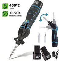 Elektryczna lutownica pistoletowa 12V, spawarka 30W, szybkie nagrzewanie, regulowana temperatura, lutownica do stopów, lutownica elektryczna z 2 akumulatorami