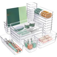 25-piece Visual Drawer Storage Box Set Transparent Compartment Multi-functional Desktop Built-in Stationery Sundries Storage Box