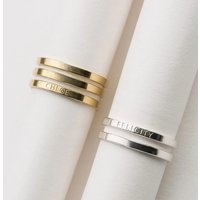 COOLTIME Personalized Custom Ring for Women Men Stainless Steel Dainty Engraves Name Wedding Rings for Lover