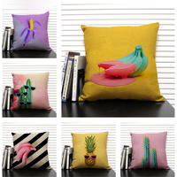 Tropical Plant Fruits Cushion Cover Cactus Pineapple Pattern Home Sofa Modern Art Decorative Pillow Case 45x45 Linen Pillowcase
