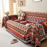 1pc Sofa Cover Dustproof Bohemia Sofa Blanket, Four Seasons Universal, Double Face Usable, Living Room, Home Decor