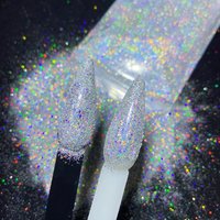 50g Laser Gold/Silver Nail Art Powder 0.2mmHolographic Ultra-Fine Chrome Pigment Sparkly Iridescent DIY Manicure Decoration Dust