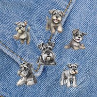 2023 New Miniature Schnauzer Acrylic Lapel Pin Lovely Puppy Epoxy Butterfly Clasp Pin Handmade Butterfly Brooch