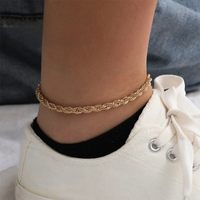 eManco Rope Link Anklets Stainless Steel for Women Foot Accessorie Summer Beach Barefoot Sandals Bracelet Ankle Gifts