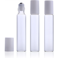 100 Pcs/Pack 10ml Transparent Thin Glass Roll on Bottle Sample Test Essential Oil Vials with Roller Metal /Glass Ball